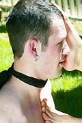 Collared slave worships feet